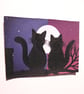 Cats in Long Distance Love ACEO - Perfectly Imperfect Small Acrylic Art - Image 3