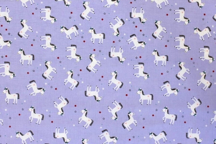 Fat Quarter Princess Dreams Unicorns On Purple 100% Cotton Quilting Fabric
