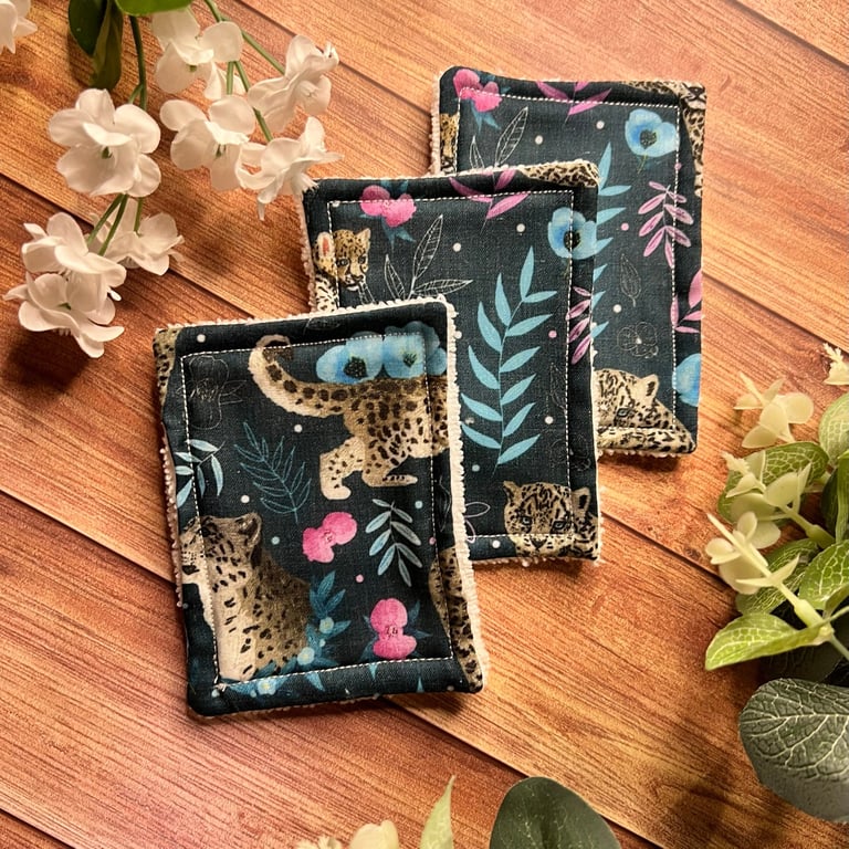 Snow Leopard Reusable Exfoliating Pads skincare gift, eco friendly, set of three