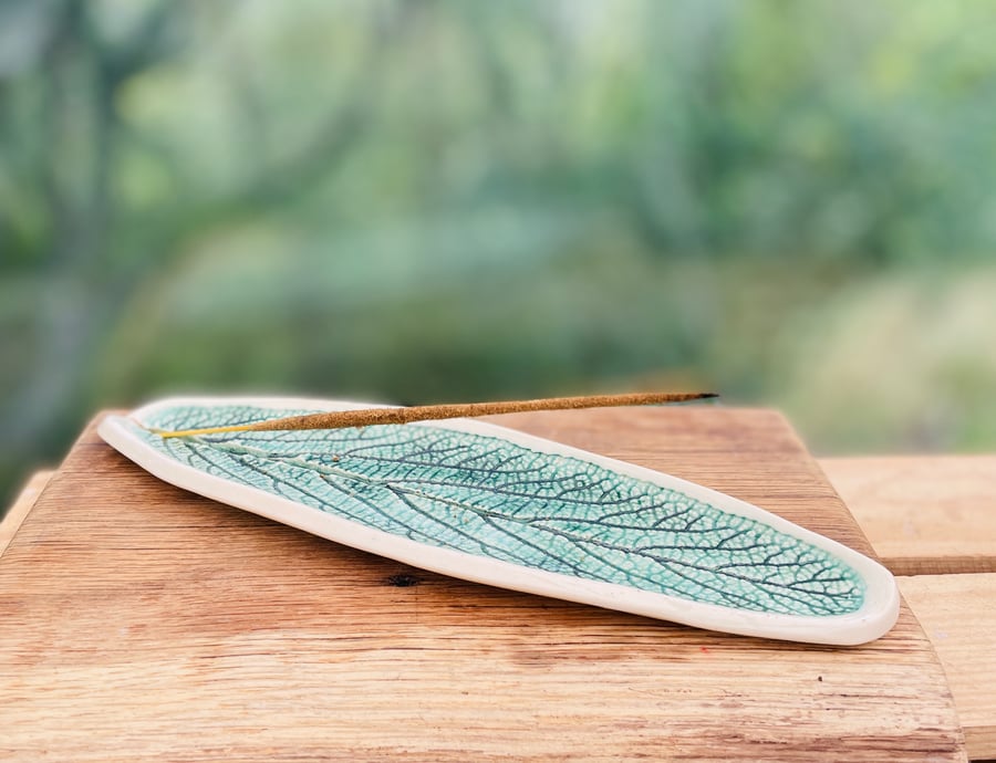 Ceramic Incense Stick Holder - Vibernum Leaf