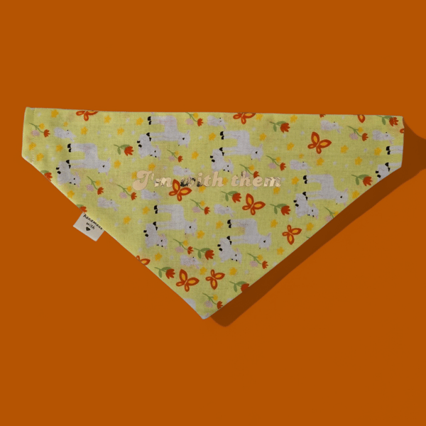 Handmade M dog bandana with funny I'm with them 