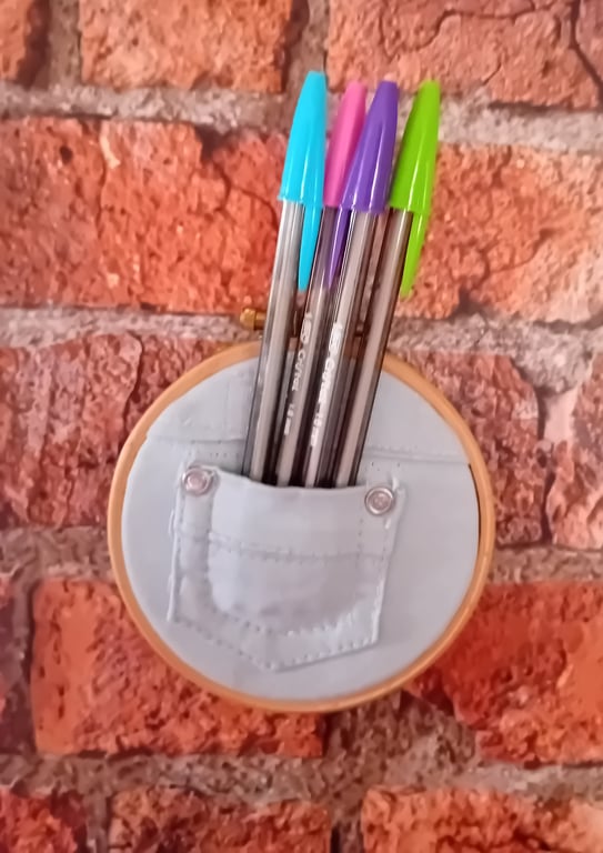 Handmade Denim Pocket Wall Hanging - Small (Pale Blue) 