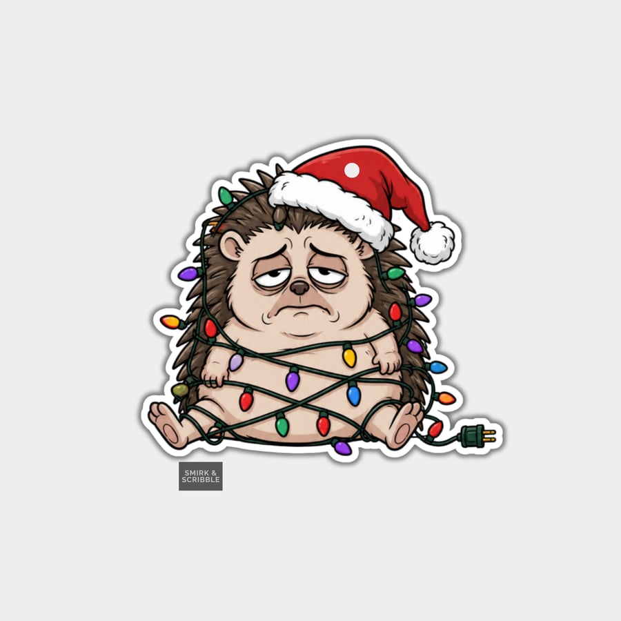Unique Funny Christmas Gift Tags For Adults, 6pk - Sad Hedgehog
