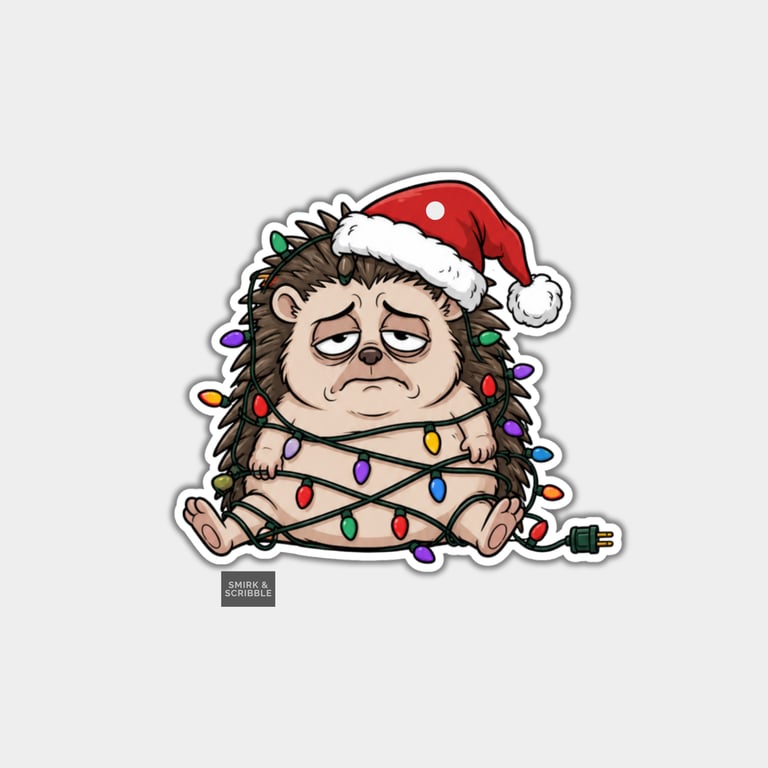 Unique Funny Christmas Gift Tags For Adults, 6pk - Sad Hedgehog