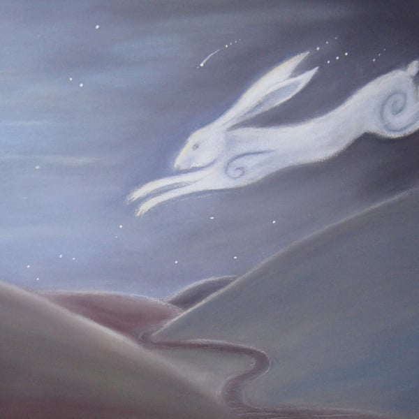 MOON HARE GREETING CARD -  RECYCLED CARD SPIRITUAL SHAMANIC ANIMAL PAGAN GODDESS