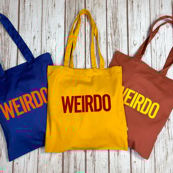 Organic Cotton bag Weirdo shopper. Bright insult tote