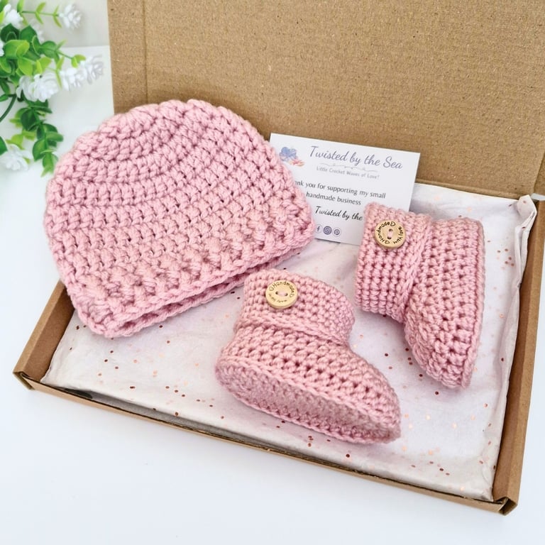 Handmade Baby Hat & Booties Set – Crochet Newborn Gift