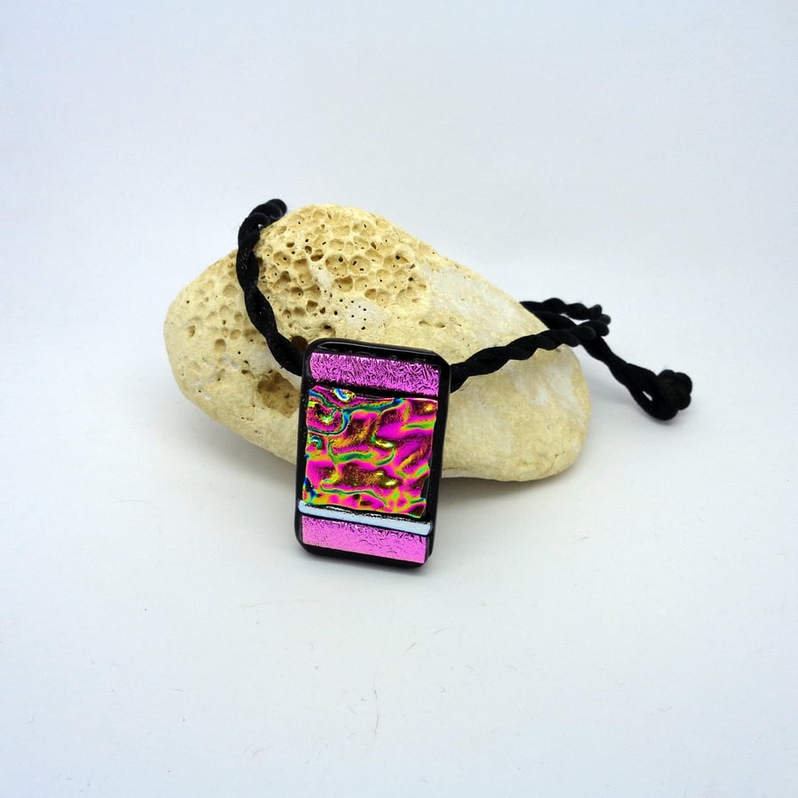 Dichroic glass pendant art Pink & Sparkly
