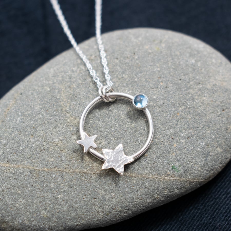 STARRY NIGHT Stars and Topaz Necklace - Sterling Silver 