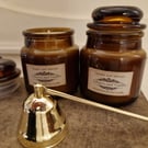 Tobacco and Vanilla Soy Candle: Vintage Amber Apothecary Jar