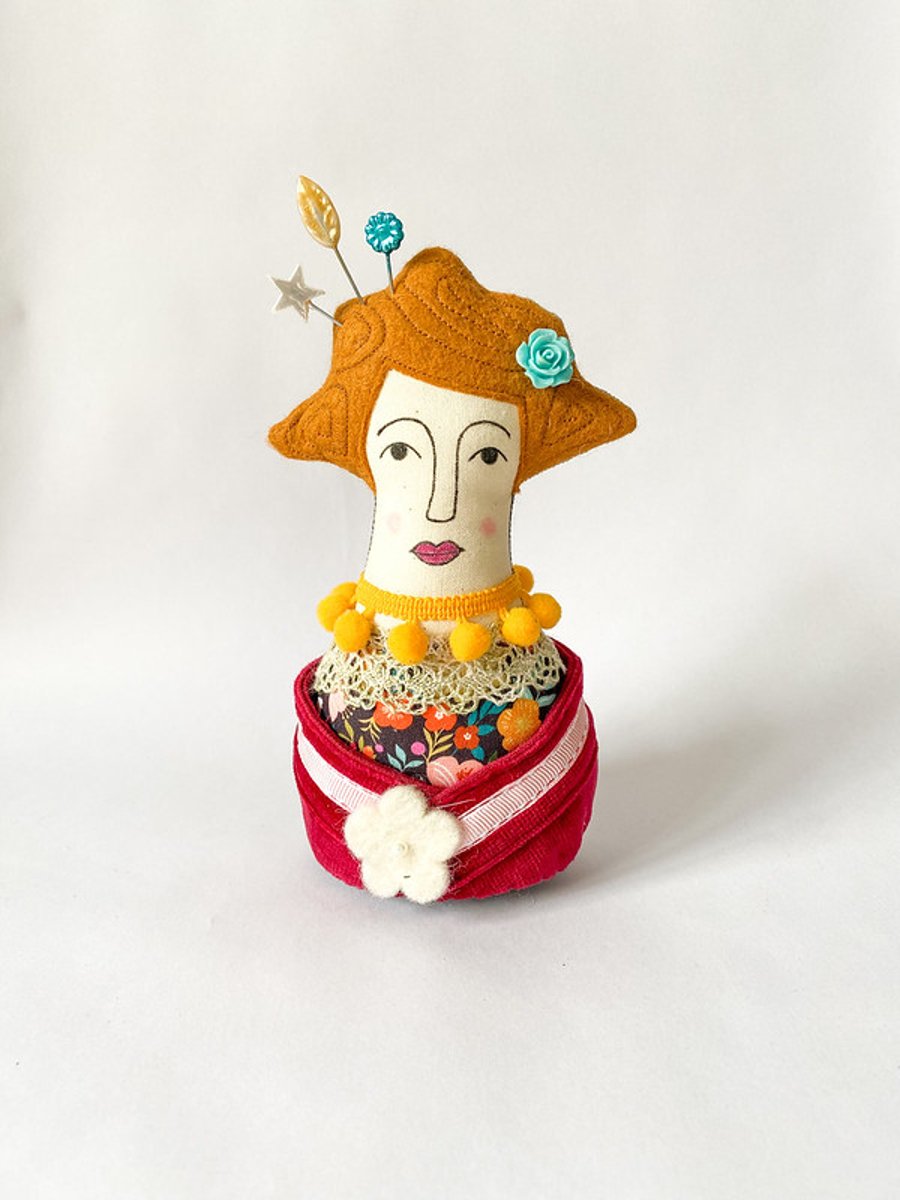 Vintage Textile Pincushion Doll Amelia