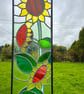 Sunflowers, Stained glass garden stake.   NOW 25% OFF - Image 2