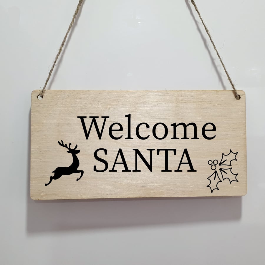Welcome Santa Plaque Christmas Eve decor Christmas Children's Plaque Reindeer