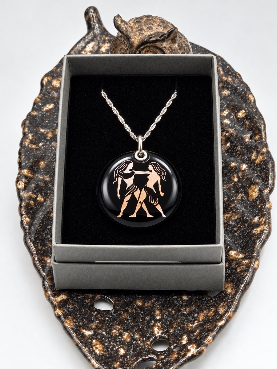 Gemini Fused Glass Pendant with Real Platinum L... - Folksy