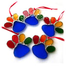 Rainbow Paw Print Suncatcher Stained Glass Handmade Pet Memorial
