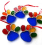 Rainbow Paw Print Suncatcher Stained Glass Handmade Pet Memorial