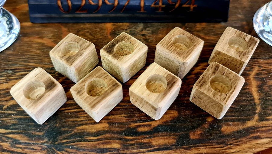 Oak whisky barrel stave ice cubes pack of 8 made to order