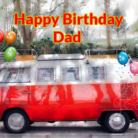 Happy Birthday Dad Campervan Card A5