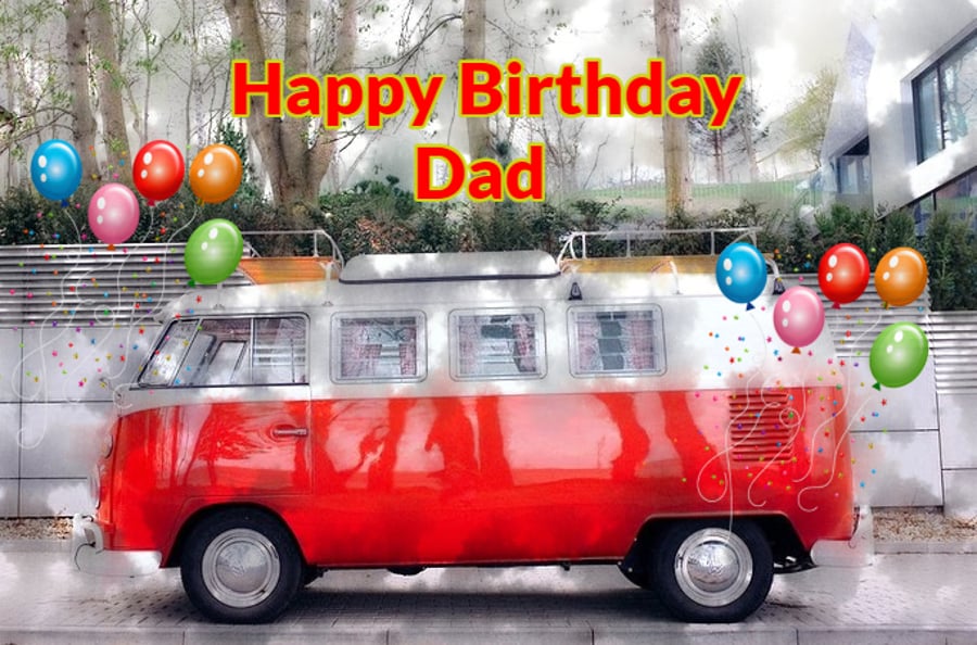 Happy Birthday Dad Campervan Card A5