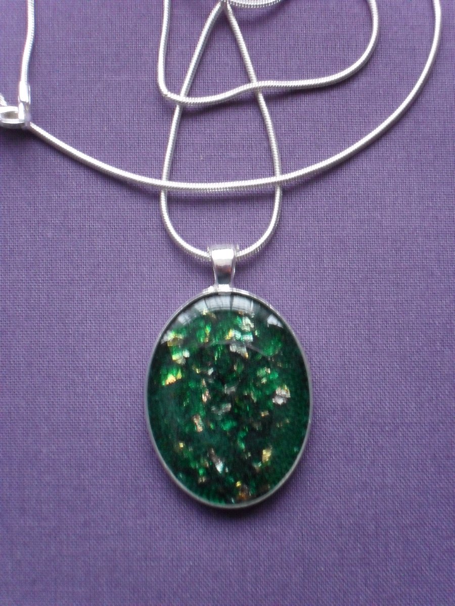Sale was 10 pounds now 7 Green Resin Pendant RE011