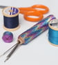 Long Beaded Wooden Needlecase in Shimmer Design - Image 1