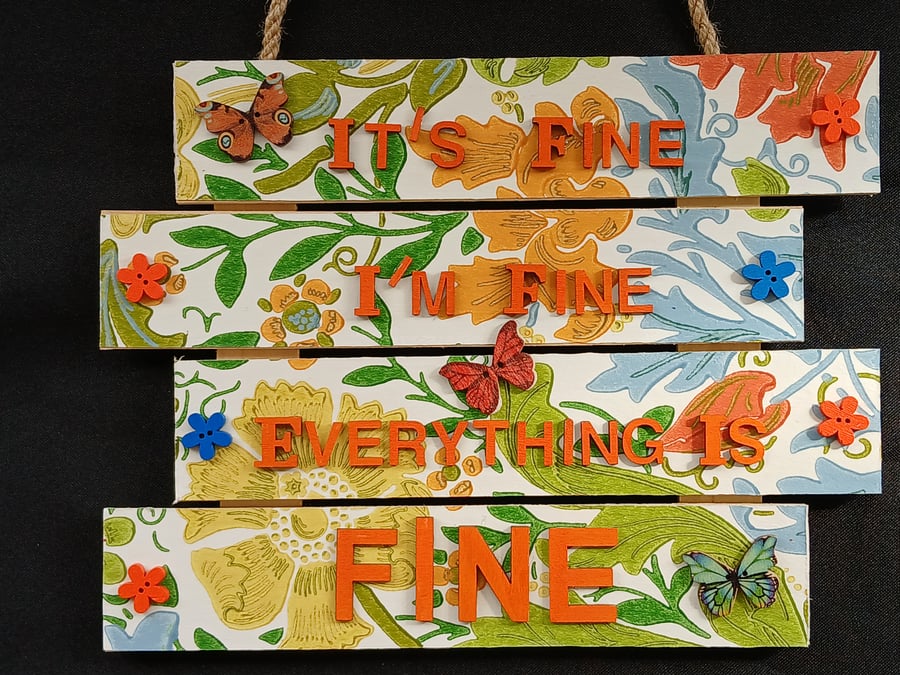 Hand decorated hanging wooden sign 