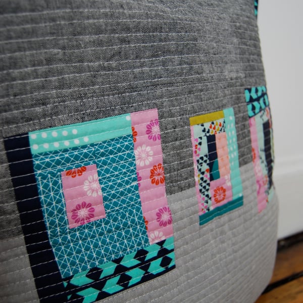 Modern patchwork zipped cushion cover