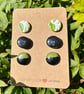A Trio of Nature Inspired Green and Black Stud Earrings