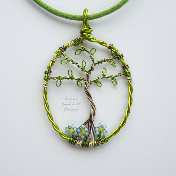 Silver Birch tree of life pendant necklace, unique wearable wire art