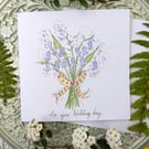 Bluebell bouquet hand-painted birthday, wedding card