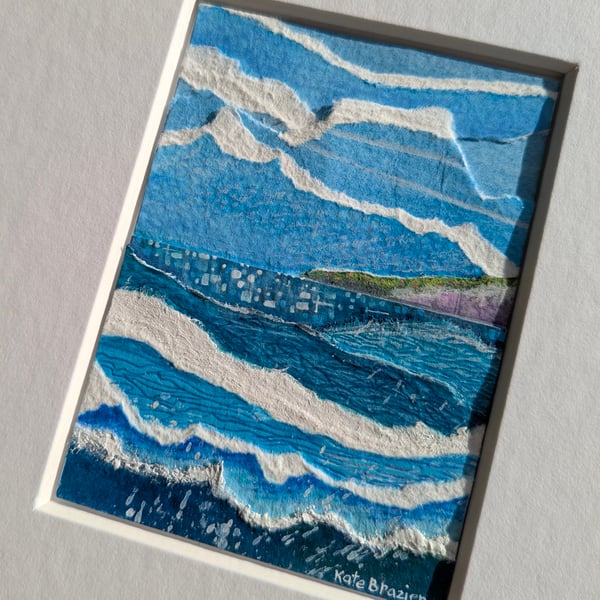 Miniature Life on the Ocean Wave - Original miniature collage. A5 Mounted