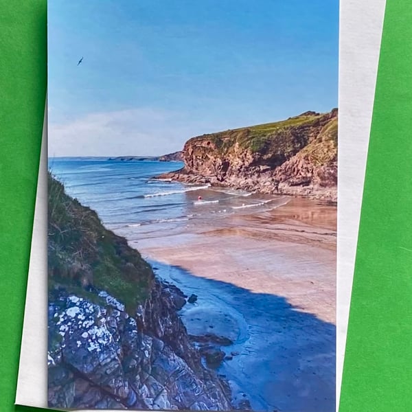 Saundersfoot Beach Wales - Photographic Print Greetings Card