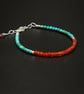 Turquoise Carnelian and sterling silver handmade gemstone bracelet - Image 1