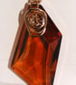 Wire wrapped copper coloured Swarovski Crystal Pendant on a gold chain Rare - Image 8