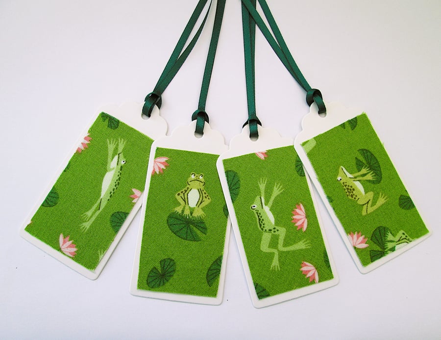 Set of 4 frog gift tags