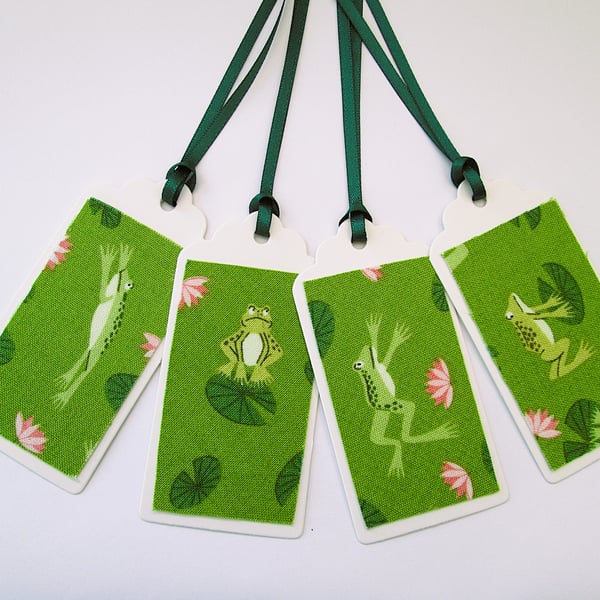 Set of 4 frog gift tags