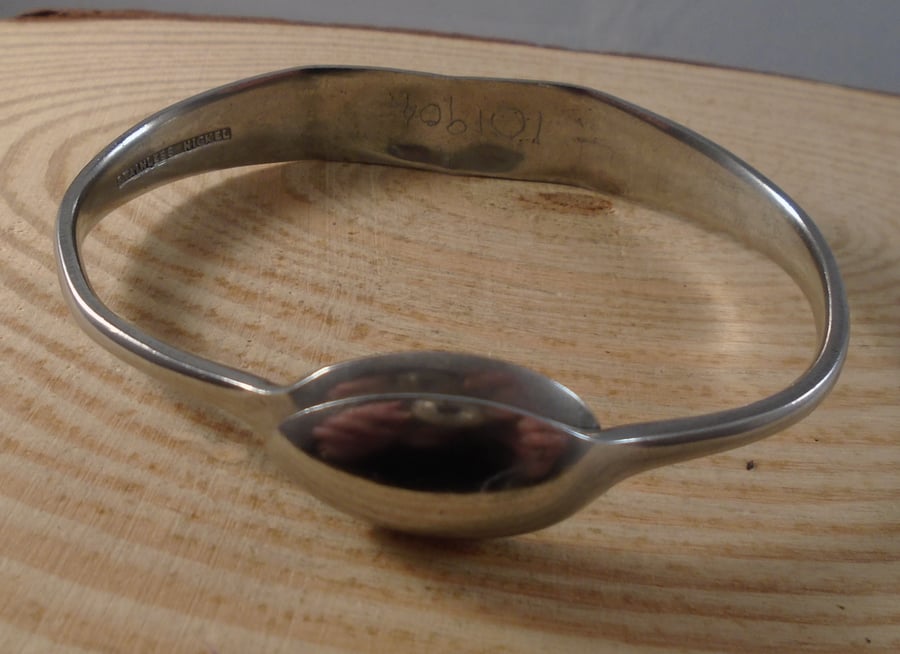 Upcycled Silver Plated Plain Sugar Tong Bangle SPBA101904