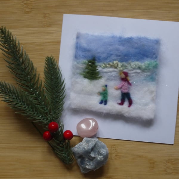 Needle felted Fun with Mum greetings card