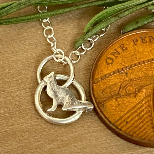 Tiny Little Cat Sterling Silver Pendant  -hand sawn by artist maker