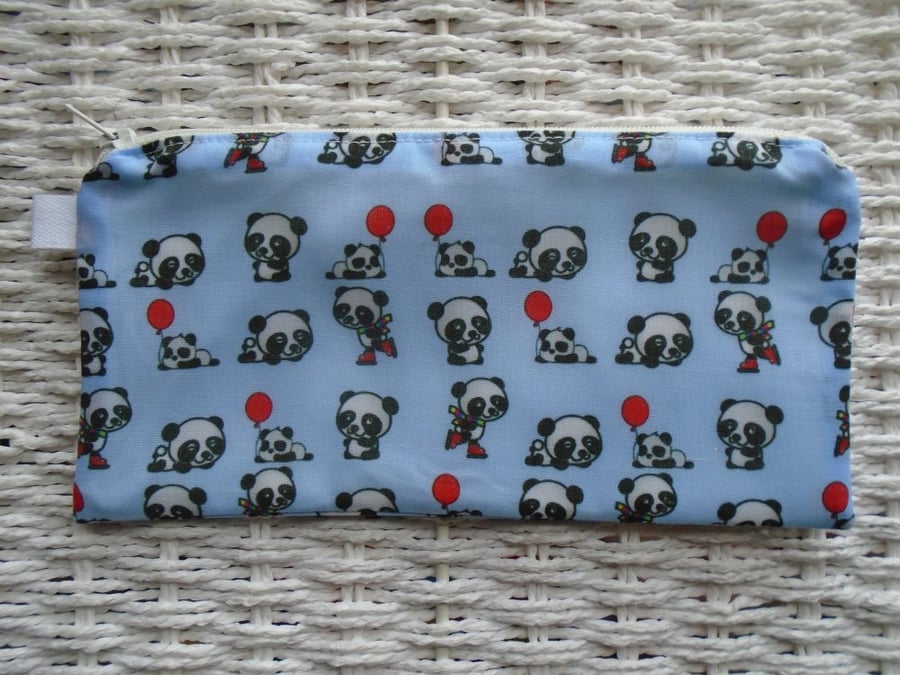 Fun Panda Pencil Case or Small Make Up Bag.