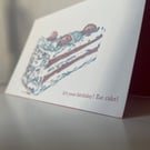 Letterpress and Lino printed Cake birthday card