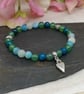 Mala bracelet with 27 blue and green agate and chrysocolla gemstones with hearts - Image 9