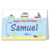 Boys Boats Personalised Birthday Card.
