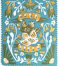 Love Birds in Teal and Mustard - A3 - Image 3