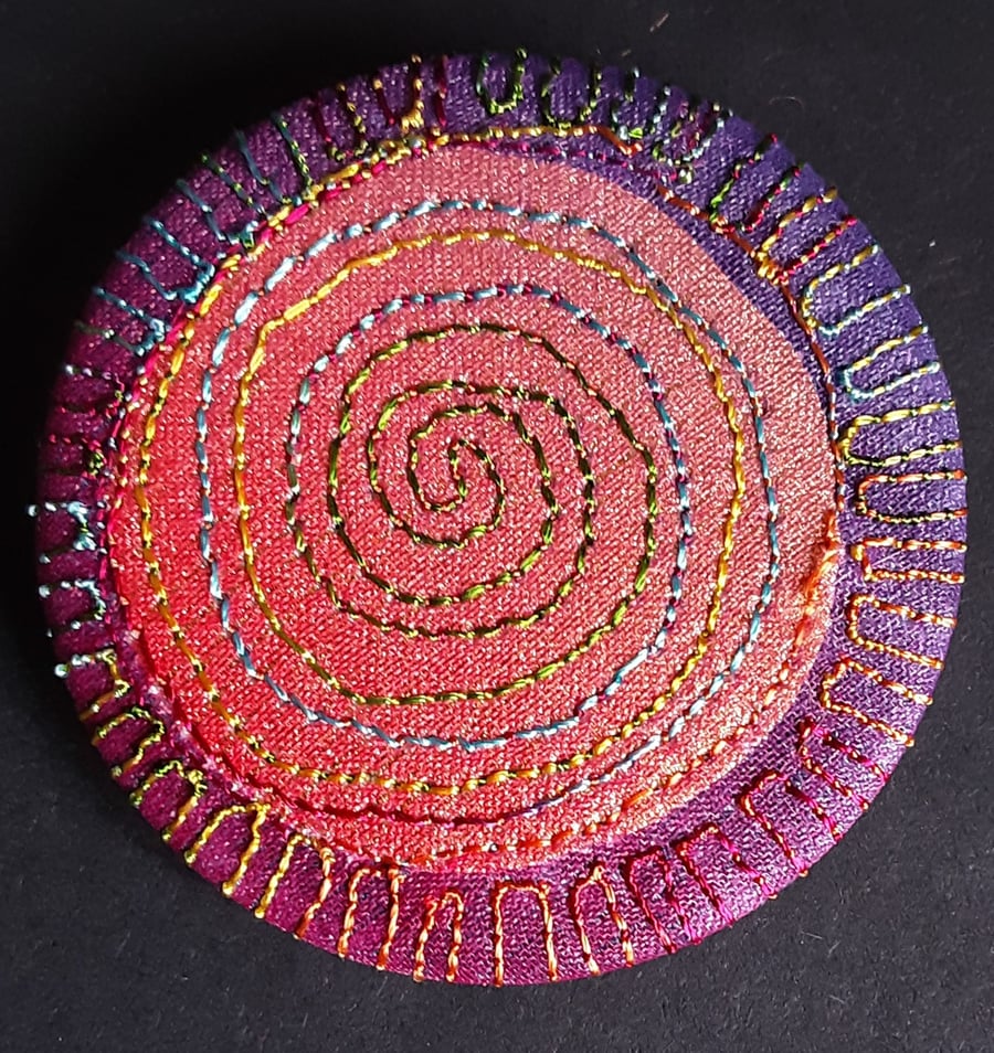 45mm Multicoloured Spiral Textile Badge Folksy
