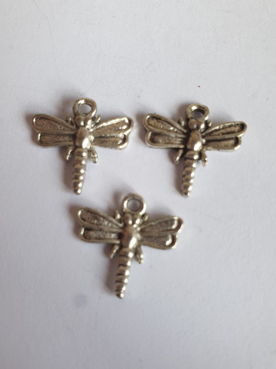 3 dragonfly charms 