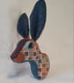 Faux hare head wall mount in harlequin Abraham Moon fabric - Image 4