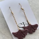 Handmade Ginkgo Leaf Dangle Earrings – Polymer Clay & Gold Chain