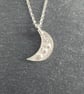 Silver crescent moon and stars pendant 