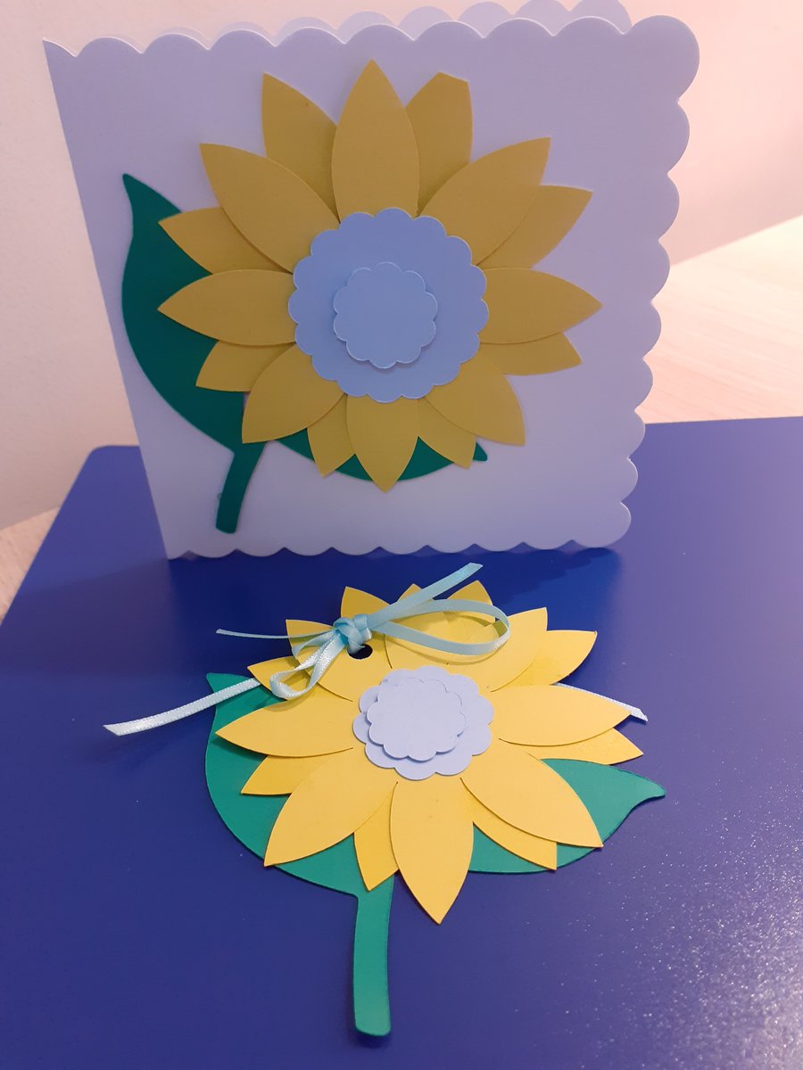 Sunflower blank verse card and matching gift tag